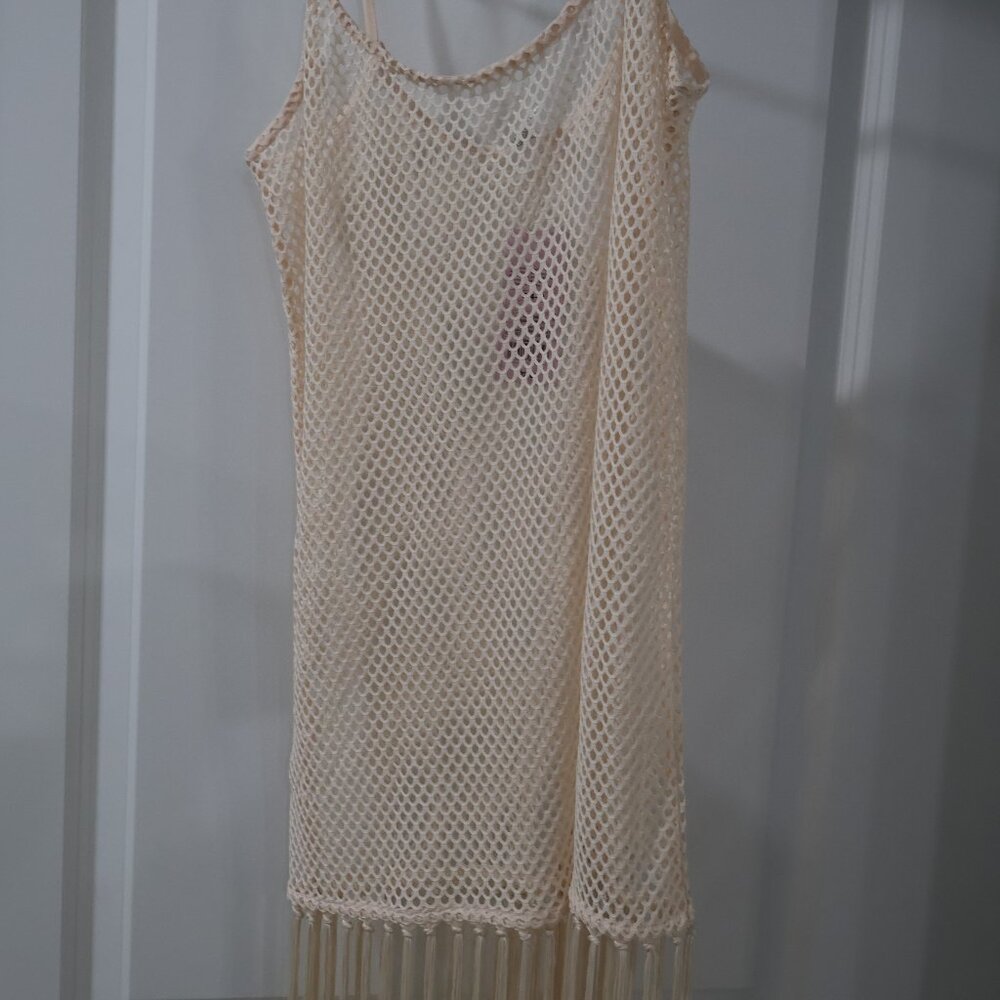 Wild Fable Cream Mesh Fringe Cover-Up Dress | Size S & L - Picture 7 of 10